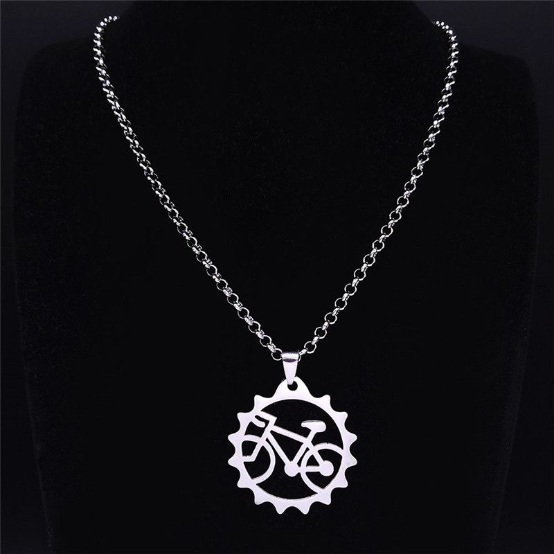 Moda Rowerowy Stalowy Wisiorek Naszyjnik dla Mężczyzn Kobiety Rower Cycg Łańcuch Opona Choker Naszyjnik Biżuteria pingente bicicleta_voghion.com