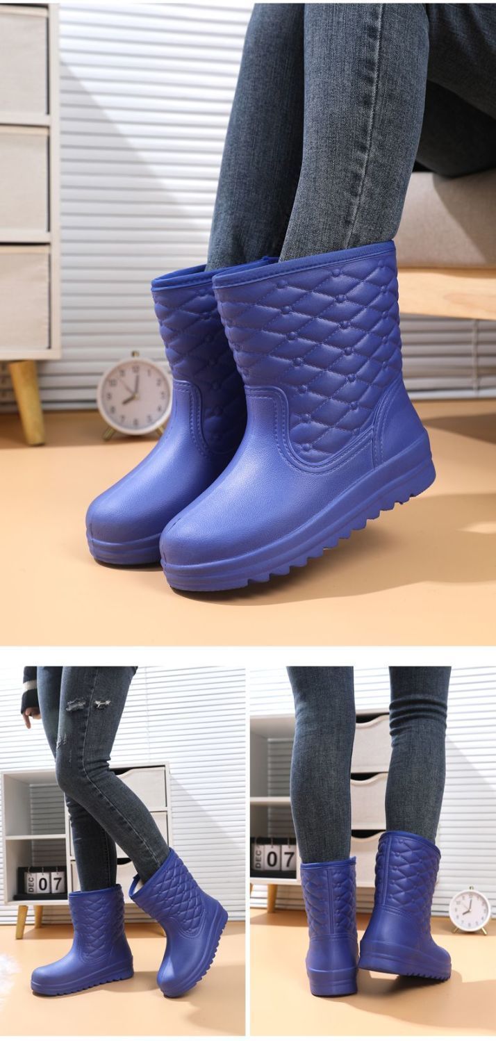 Stivali da pioggia caldi in EVA impermeabili e in pile da donna per bucato, lavaggio auto, scarpe igieniche da cucina, lavoro, antigelo,_voghion.com