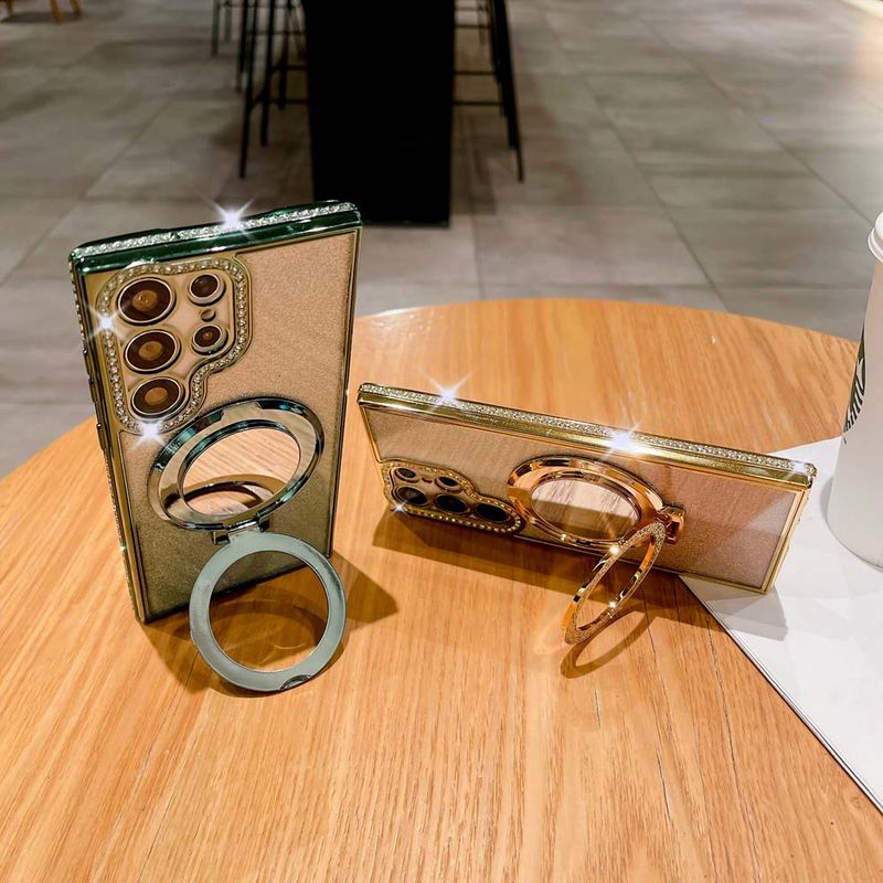 Gradient Glitter Strass Magnet Fall für Samsung Galaxy S24 S23 S22 Plus Ultra Stoßfest Wireless Lade Spiegel_voghion.com