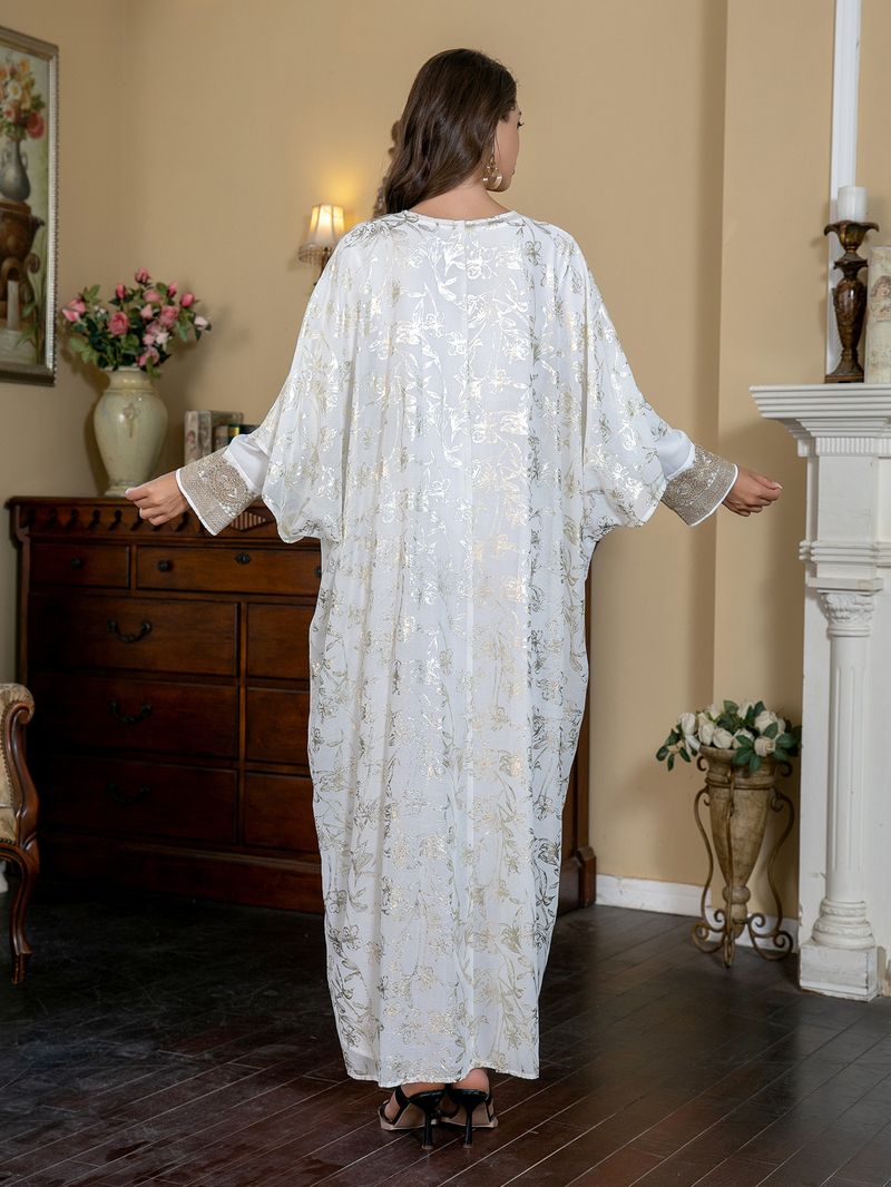 Abito da sera estivo Abaya in lamina d'oro per le donne arabe musulmane di Dubai_voghion.com