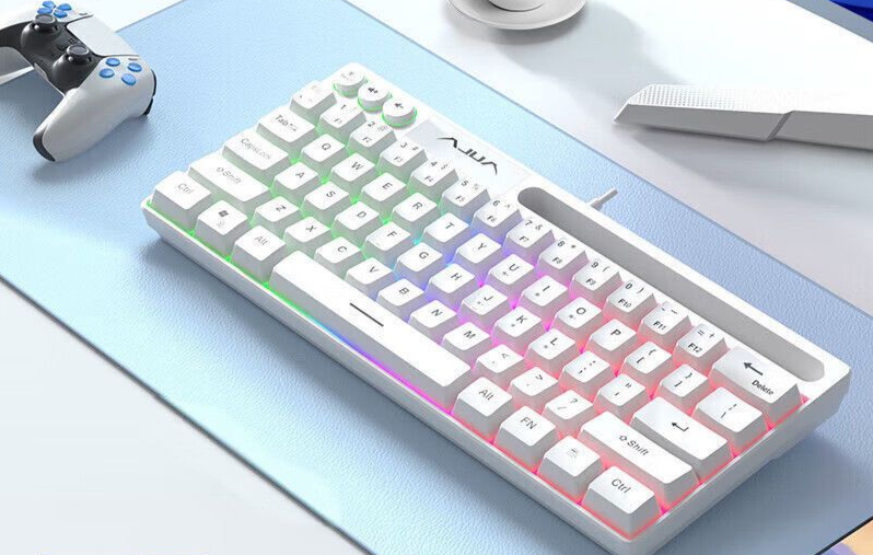 Mini teclado mecânico para jogos Wolf Spider F3061 com 61 teclas RGB, iluminação colorida, com fio, portátil_voghion.com