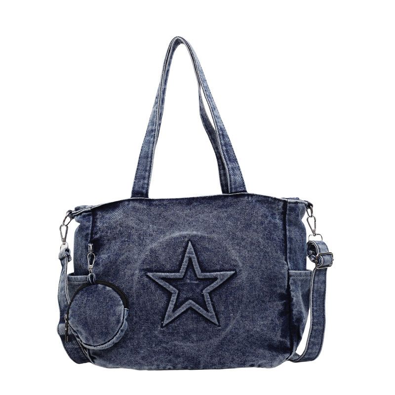 Borsa a tracolla piccola da donna, stile coreano, versatile, da portare sottobraccio, modello 2025, in denim alla moda_voghion.com
