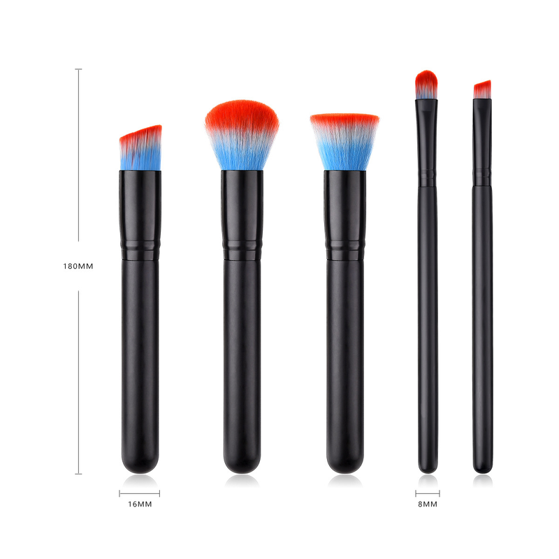 5-teiliges Make-up-Pinsel-Set, Beauty-Tools, Schwarz, Schwarz, Gold, Schwarz, Silber, loser Puderpinsel, Flachpinsel, GUJHUI_voghion.com