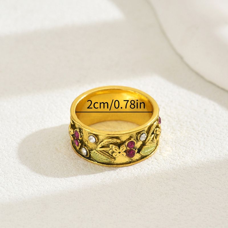 Unisex-Nischenring im literarischen Retro-Palaststil für Damen, schlicht, mit eingelegten farbigen Diamanten und Blumendesign, passend zum High-End-Ring_voghion.com