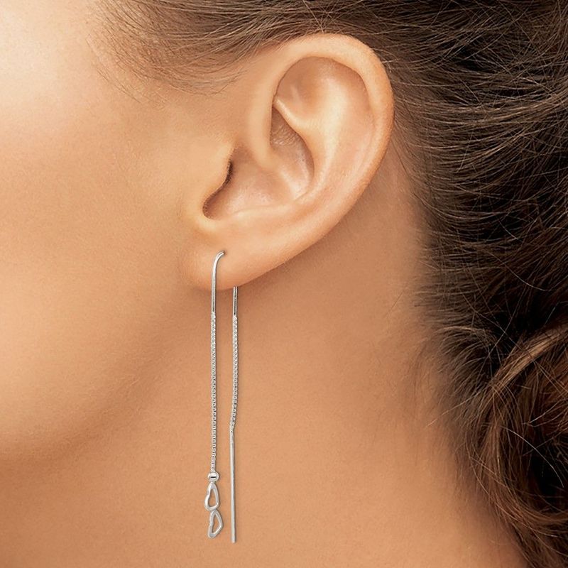 Sterling Silver Polished Double Heart Threader Earrings_voghion.com