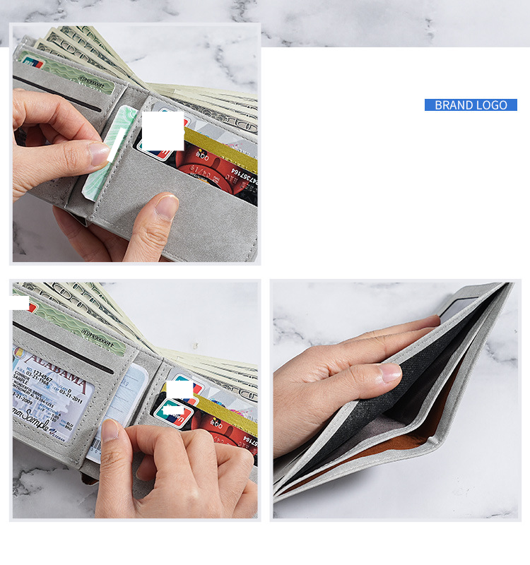 Men's Wallet Card Cases Simple Frosted Soft Leather Short Ultra-thin Wallet With Multi-card Suede Thin Folding_voghion.com