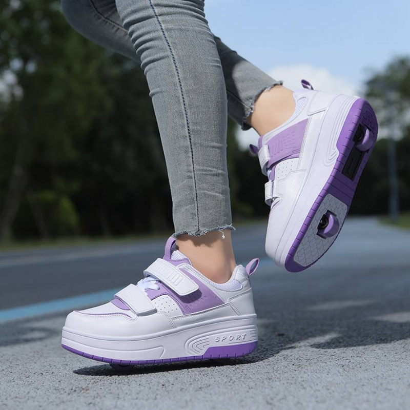Lauflernschuhe für Jungen und Mädchen, Rollschuhe für Kinder, halbautomatische, unsichtbare, einziehbare Rollschuhschuhe mit Doppelrädern_voghion.com