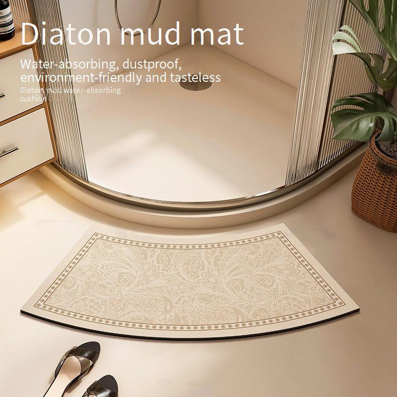 Bathroom Floor Mats Curved Diatom Mud Absorbent Toilet Carpet Toilet Shower Room Non Slip Foot Mat_voghion.com