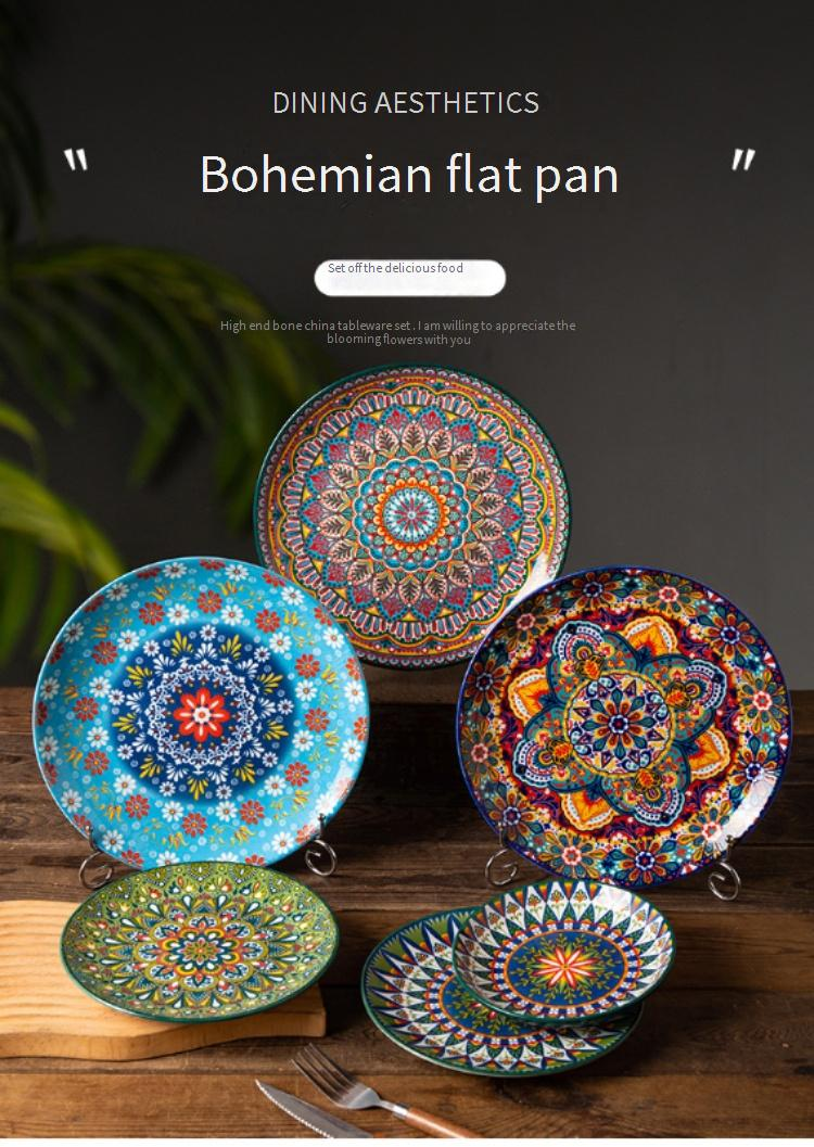 Vintage Ceramic Dinner Plate Set - Elegant Flat Plates For Steak Pasta & Fine Dining_voghion.com