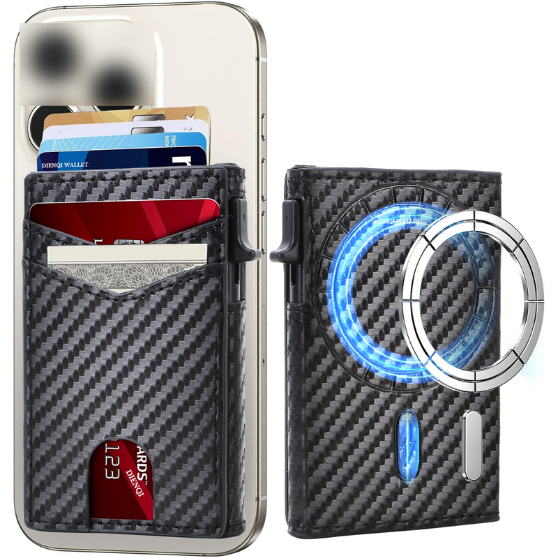 RFID Magnetic Card Holder Men's Wallet Portable Strong Magnetic Card Holder Carbon Fiber Card Holder_voghion.com