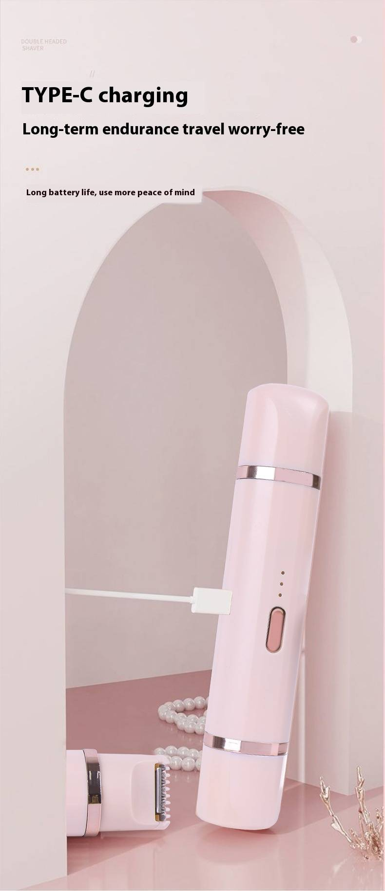 Tagliacapelli elettrico 2 in 1 per donna - Epilatore a doppia testina per viso e corpo, per labbra, ascelle, bikini e gambe, indolore e impermeabile_voghion.com