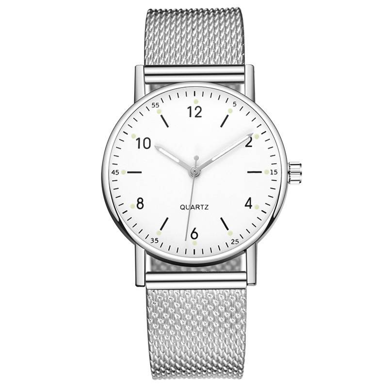 Herren-Quarzuhren, einfache Leuchtuhr, Damen-Quarzuhr mit Mesh-Armband, ultradünne leuchtende Damenuhr_voghion.com