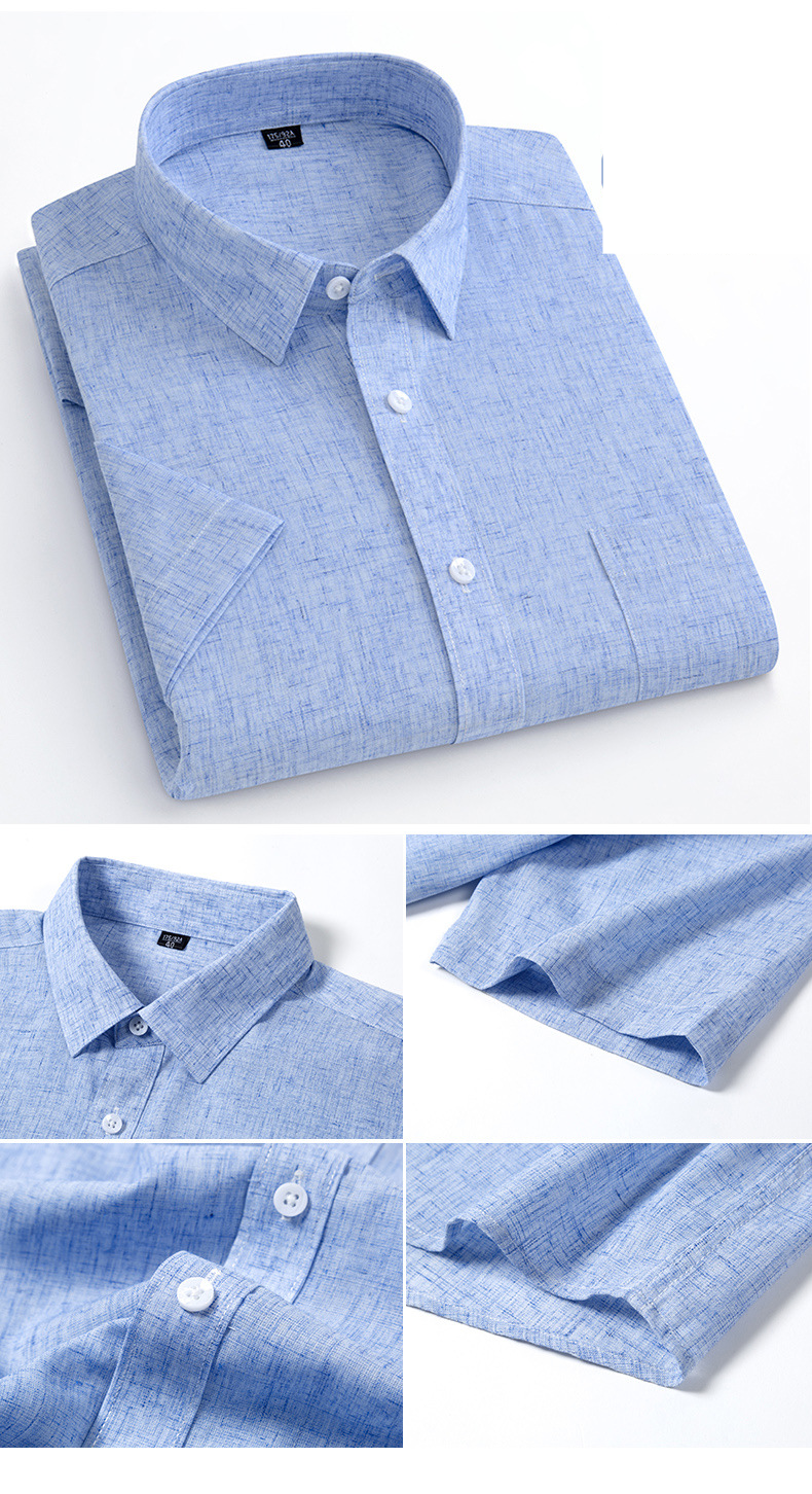 Kurzarmhemd aus Leinen für Herren – Atmungsaktives Business-Casual-Hemd für den Sommer, leicht und bequem, vielseitiges Must-have für die Garderobe_voghion.com