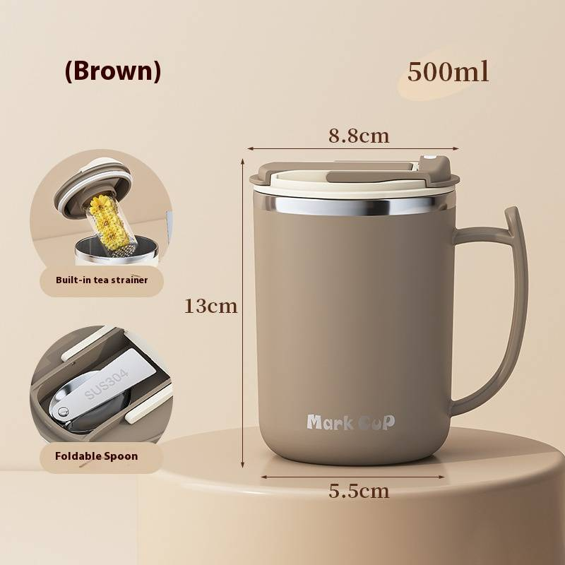 Geïsoleerde koffiemok van roestvrij staal 304 met maatstreepjes - dubbelwandige vacuüm reisbeker, lekvrij deksel, warmte- en koudebehoud_voghion.com