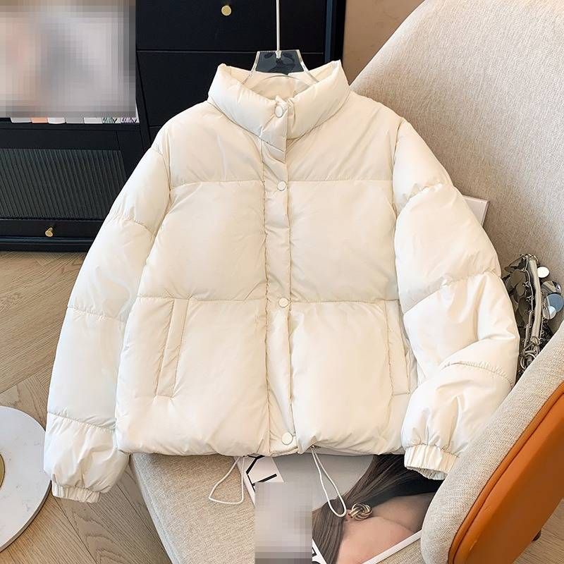 Women's Short Puffer Jacket Winter Coat Lightweight Warm Quilted Polyester Filled Hoodless Casual Outerwear For Women_voghion.com