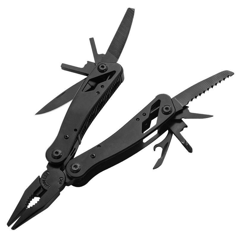 Schwarzoxid-Multifunktionszange – 5,7 cm Klappmesser und Schere, kompaktes Überlebenswerkzeug für Camping und Wandern_voghion.com