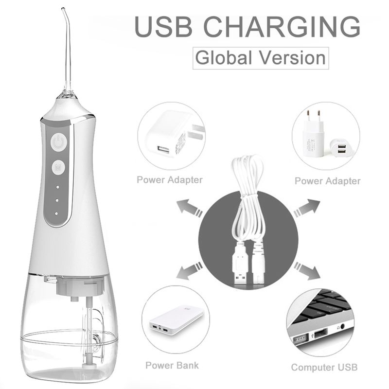 Portable Oral Irrigator Waterproof Irrigador 350ML Dental Water Flosser Teeth Cleaner USB Rechargeable Waterpulse Wash Bag_voghion.com