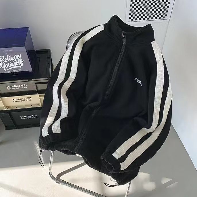 Férfi tavaszi és őszi bő kardigán, pulóver, lezser nadrág, divatos csíkos_voghion.com