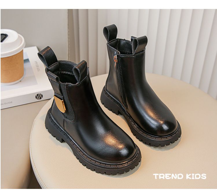 Chaussures pour enfants bottes Martin pour filles printemps et automne 2024 bottes courtes pour enfants de style britannique pour bébés filles bottes en cuir à semelle souple de style occidental_voghion.com