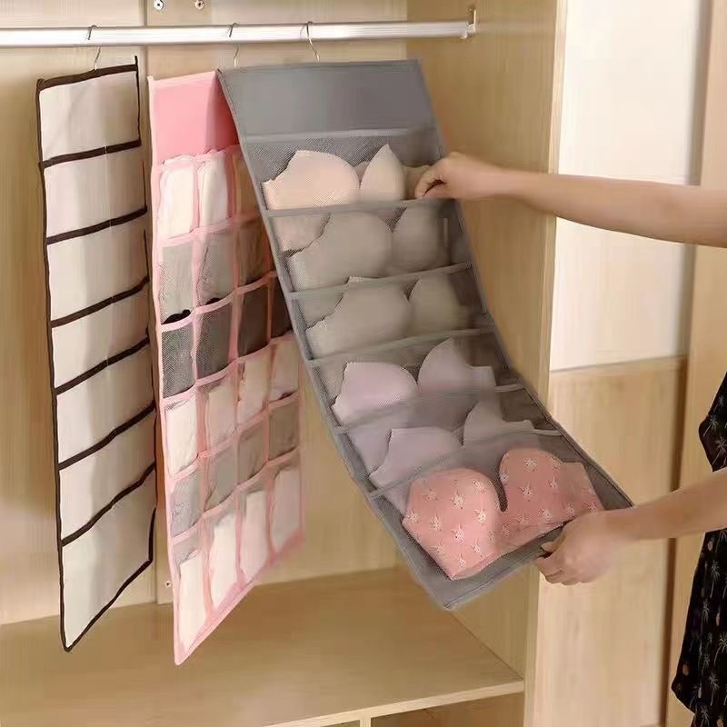 Space-Saving Hanging Storage Organizer For Underwear, Socks, And Small Items - Multi-Pocket Wall Mounted Cloth Bag For Bedroom, Dorm, And Travel_voghion.com