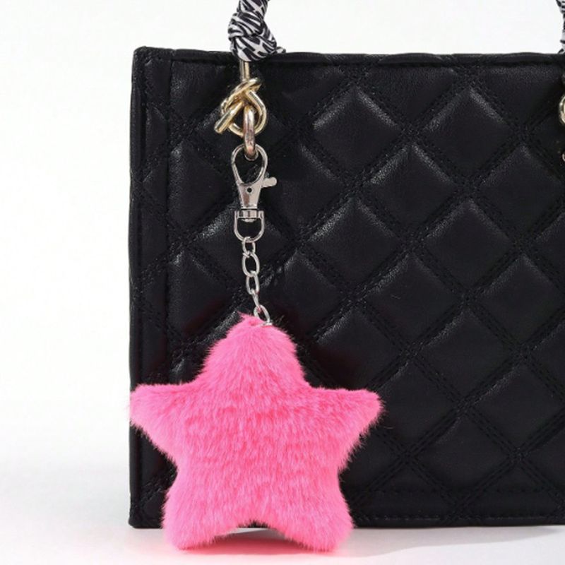 New Plush Cell Phone Keychain Charm Accessories Five-pointed Star Pom Pom Bag Pendant_voghion.com