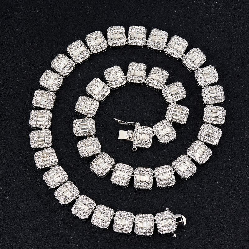Collana e bracciale Hip Hop da 12 mm con catena a maglie cubane quadrate da uomo e da donna, in oro e argento, accessori per gioielli Hip Hop da donna_voghion.com