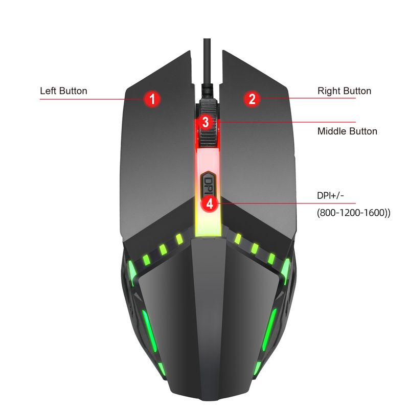 Nuova combinazione di tastiera e mouse cablato con luce colorata emissione 3 velocità 1600 DPI 125 HZ mouse ergonomico da ufficio_voghion.com