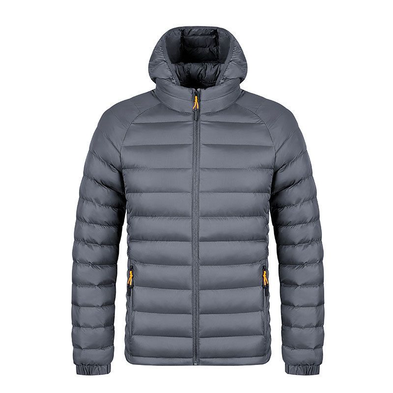 Striped Hooded Warm Jacket Men's Clothing Solid Color Foldable Travel Bag Cotton Coat_voghion.com