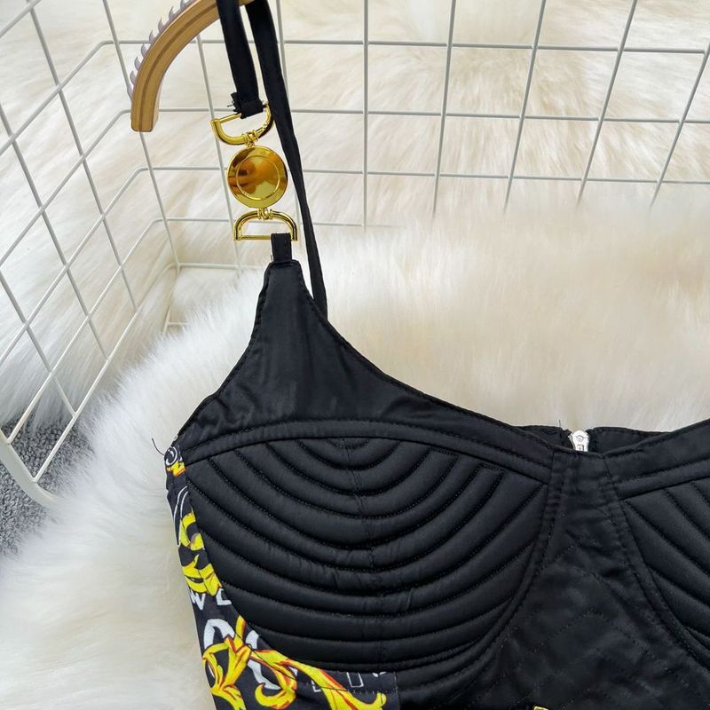 Camisola de color en contraste para mujer, traje de dos piezas, falda con estampado de letras de longitud media adelgazante, cintura alta_voghion.com