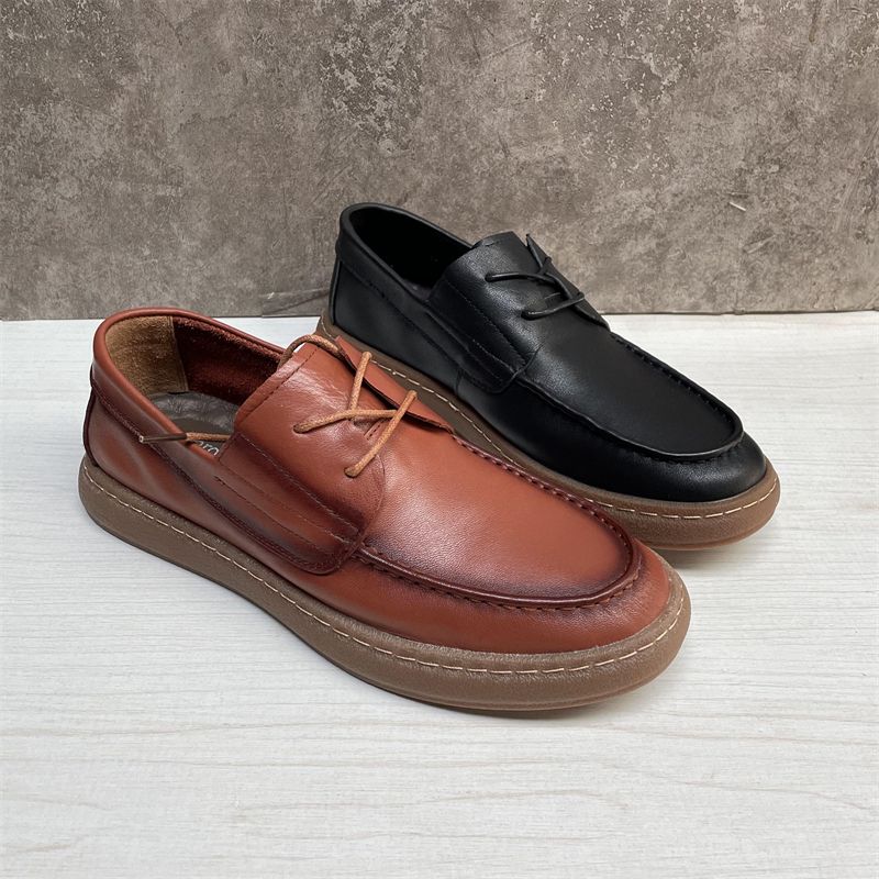 Men's Shoes Spring And Autumn Soft Surface Shoelace Tendon Bottom Plaid Formal Wear_voghion.com