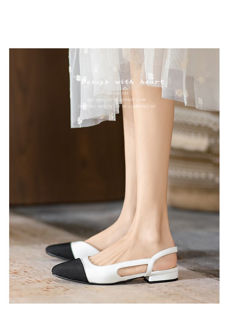 Baotou sandals women's thick heel hundred match fairy with students flat simple small fragrant high heels_voghion.com