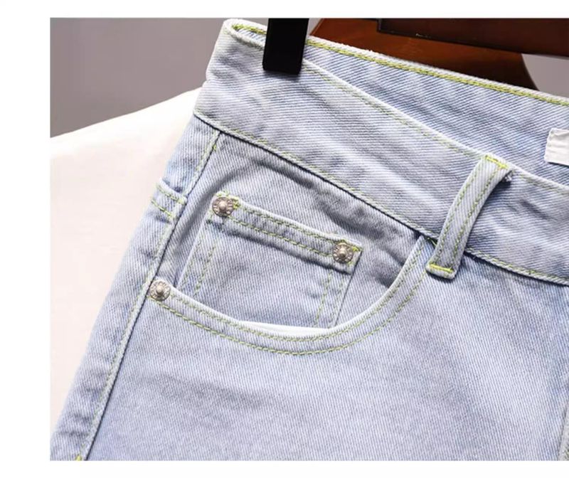 Lässige Jeansshorts für Herren – Sommer-Cargo-Shorts aus Stretch-Baumwolle, mittellang, mit Taschen, Hellblau, bequeme, lockere Passform für den Alltag_voghion.com