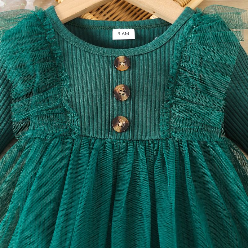 2024 Cute casual solid color mesh jumpsuit for infants and young girls_voghion.com