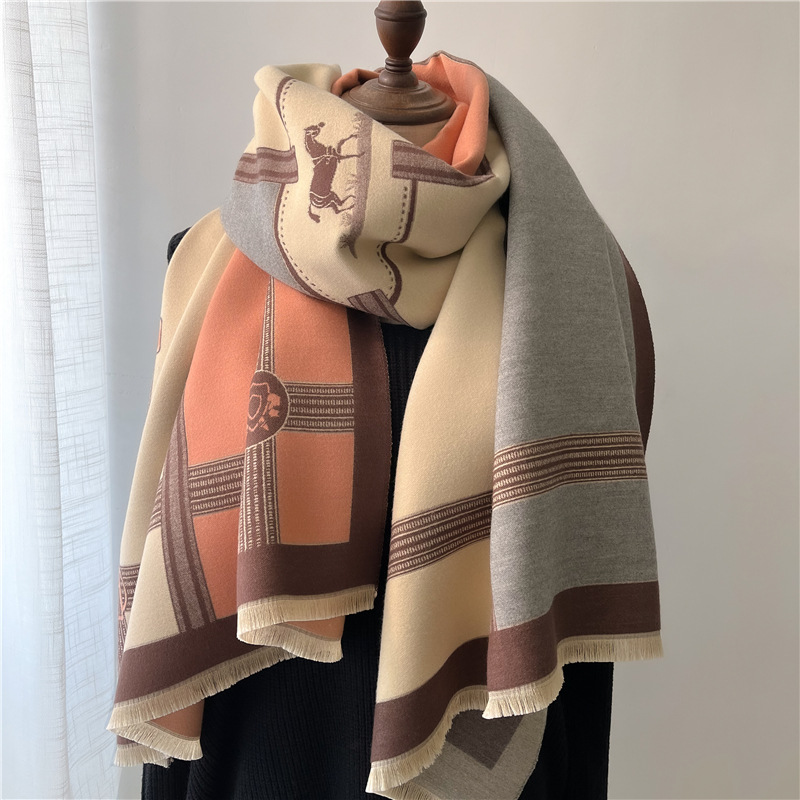 Hierscht a Wanter nei Faarf passende Tassel gebastelt Schal fir Fraen Patchwork décke Schal Moud_voghion.com