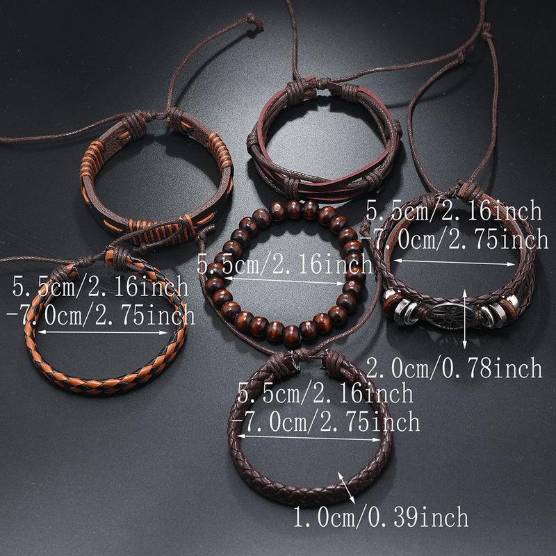Retro Einfaches Herren Lederarmband Handgewebtes mehrschichtiges Lederarmband_voghion.com