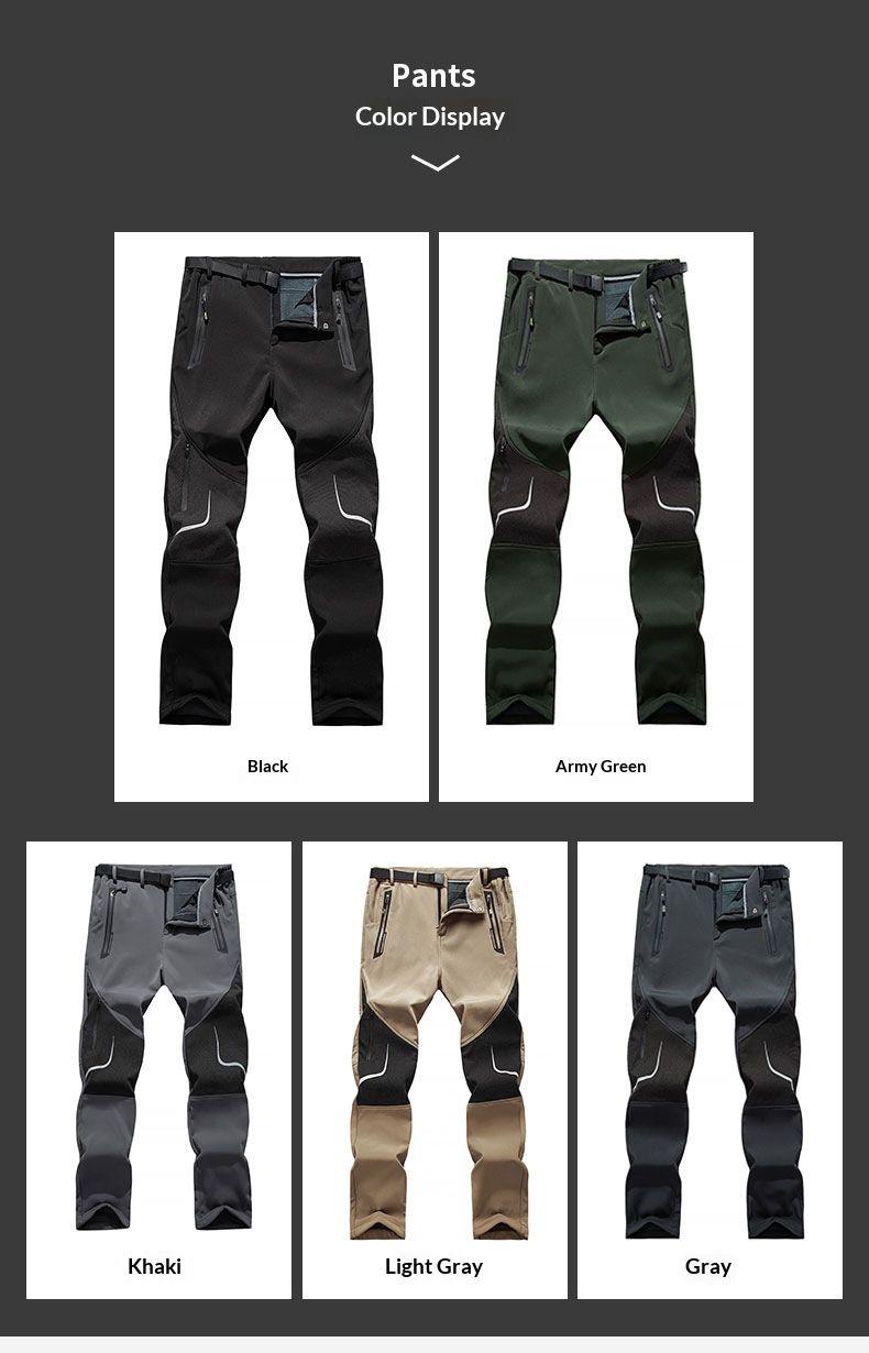 Pantalon unisexe 001, pantalon softshell d'hiver épais, doublé polaire et coupe-vent, résistant à l'usure, idéal pour la randonnée en extérieur (C181)._voghion.com