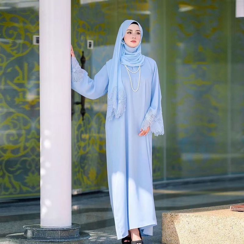 Abbigliamento femminile, abito da donna musulmana in sette colori del Medio Oriente, abito malese indonesiano con velo_voghion.com