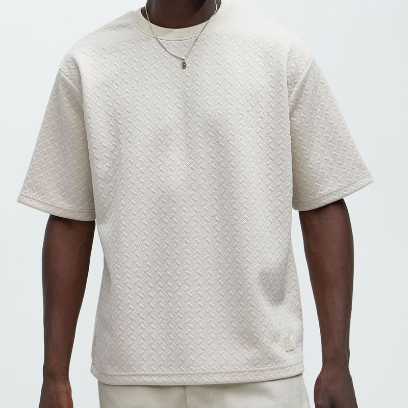 Herrenbekleidung Neue einfarbige Rundhals-Kurzarm-Modische Casual Foreign Trade Herren All Match Tops_voghion.com