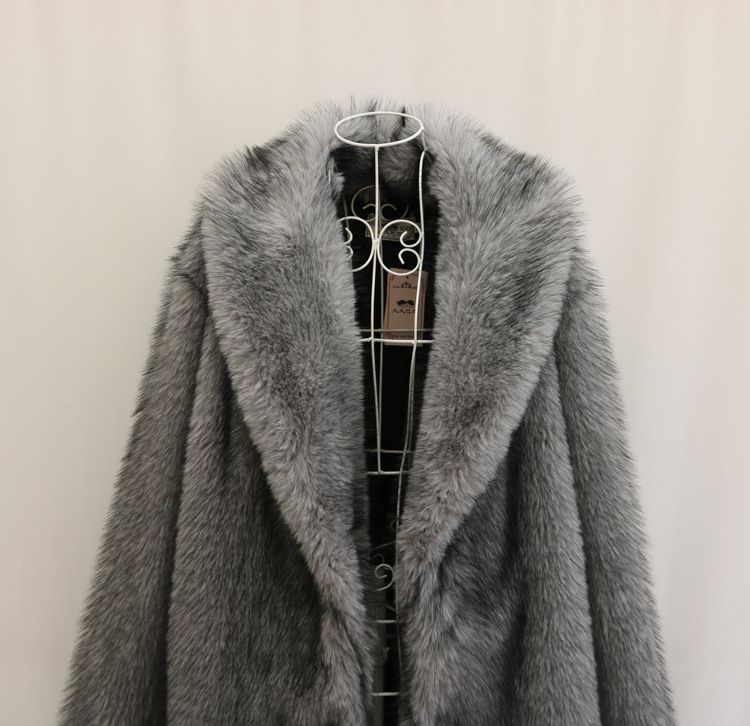 Women's Clothing Women's Faux Fur Coat - Long Plush Teddy Jacket With Scarf Collar_voghion.com
