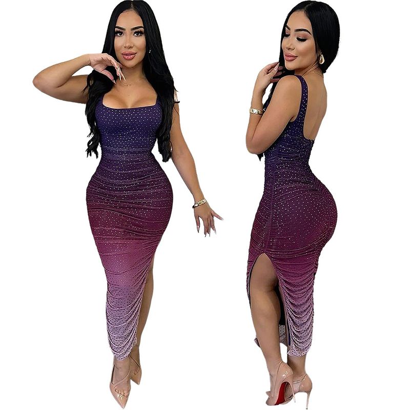 Sexy Schlitzkleid für Damen im Sommer mit Strass-Riemchen, rückenfreiem, figurbetontem Kleid für Partys am Abend_voghion.com