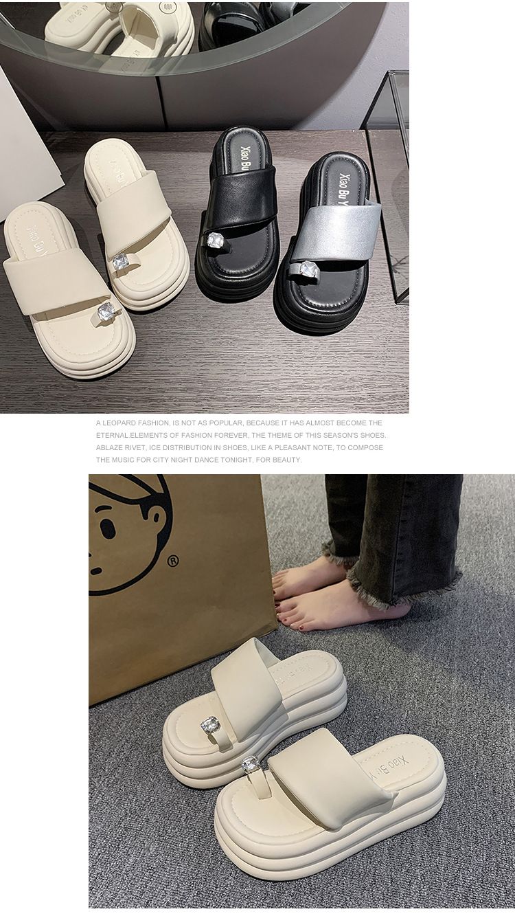 Women's Summer New Fashion Round Thick Sole Open Toe Flip Flops Comfortable Casual Platform Beach Sandals_voghion.com