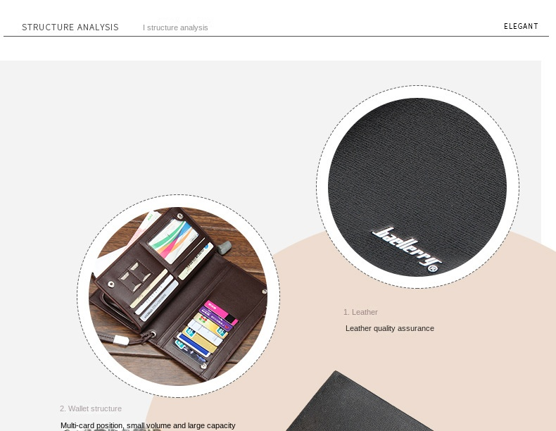 Europe and the United States business trend men's solid color multi-function long section zipper clutch bag card bag wallet_voghion.com