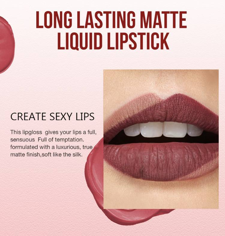 Antihaft-Becher, mattes Lippenglasur, Lipgloss, der nicht leicht verblasst, flüssiger, langanhaltender Lippenstift, Make-up-Explosion_voghion.com