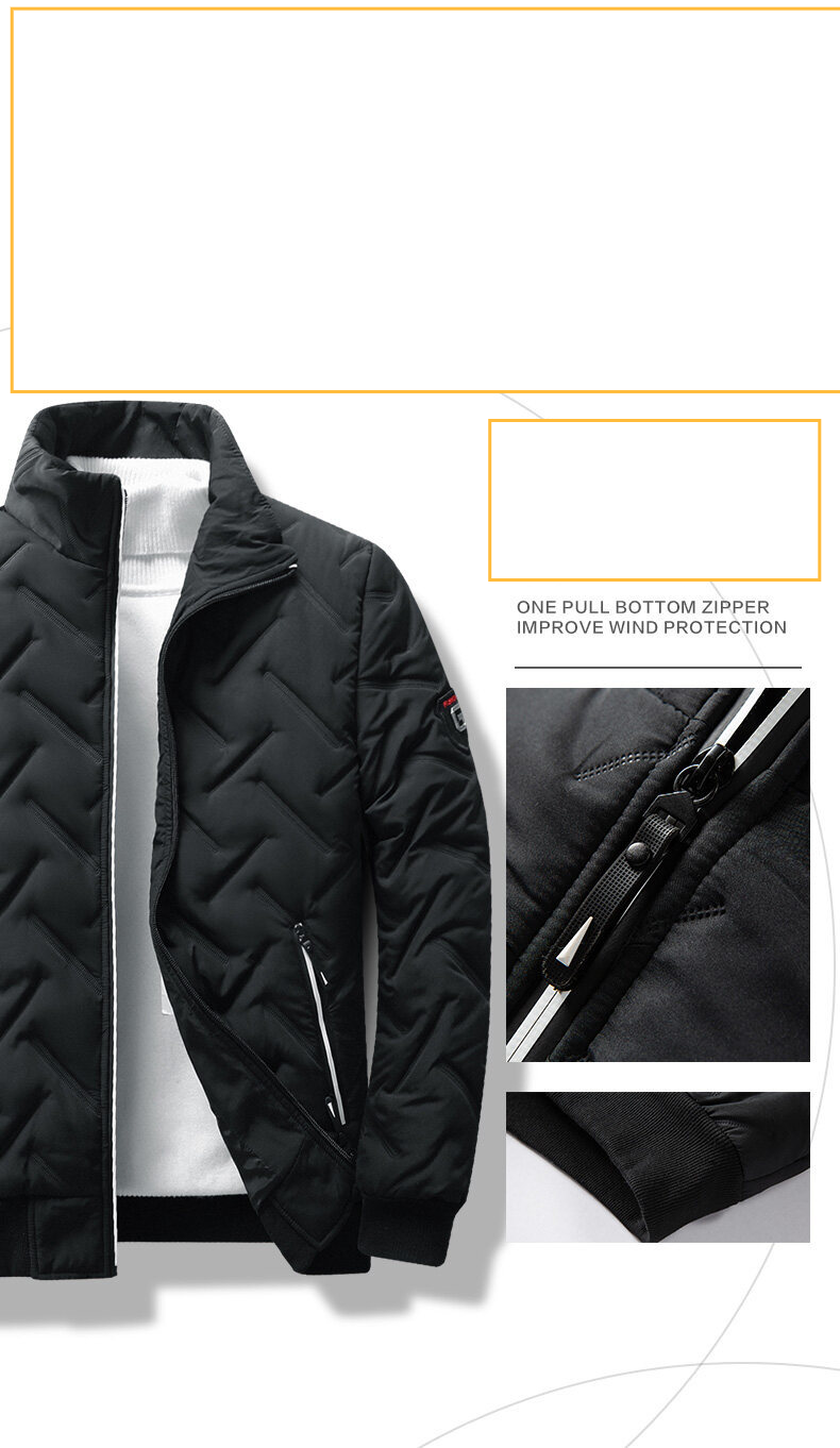 Herrenbekleidung Herrenmäntel Herbst und Winter neue Herrenmäntel mit Baumwollpolsterung im kurzen Stehkragen leichte Mäntel mit Seidenbaumwollpolsterung für Männer_voghion.com
