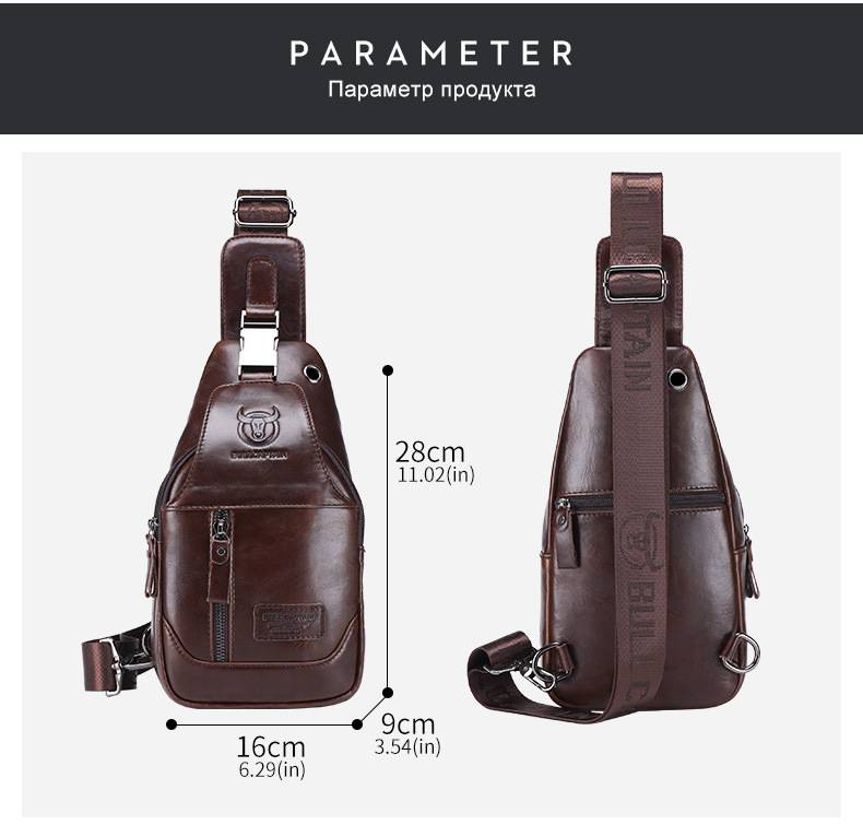 Captain Niu first layer cowhide men's genuine leather one shoulder messenger casual genuine leather chest bag ipad tablet leather_voghion.com