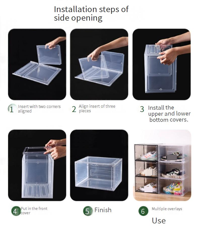 Home Improvement Assembled Sneaker Storage Box Transparent Basketball Shoe Box Collection Display Shoe Cabinet Sneaker Flip Cover Shoe Box_voghion.com