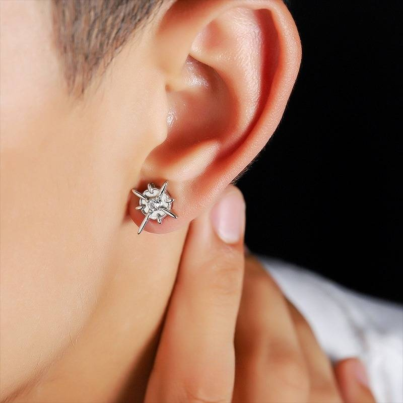 Orecchini a clip magnetici a forma di stella a otto punte per uomo senza fori, semplici e versatili, orecchini di alta qualità per donna_voghion.com