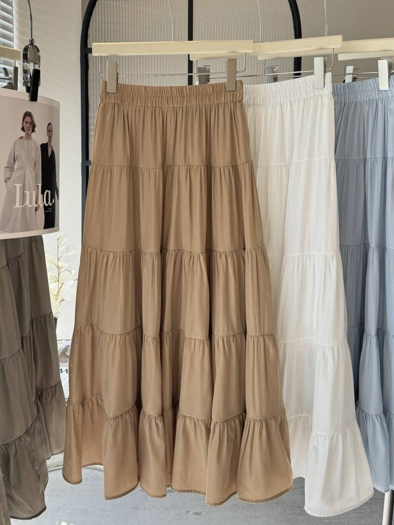 Nuova gonna a trapezio con vita alta – Abito da ballo fluido a sbuffo per donna, gonna midi a strati in poliestere traspirante_voghion.com