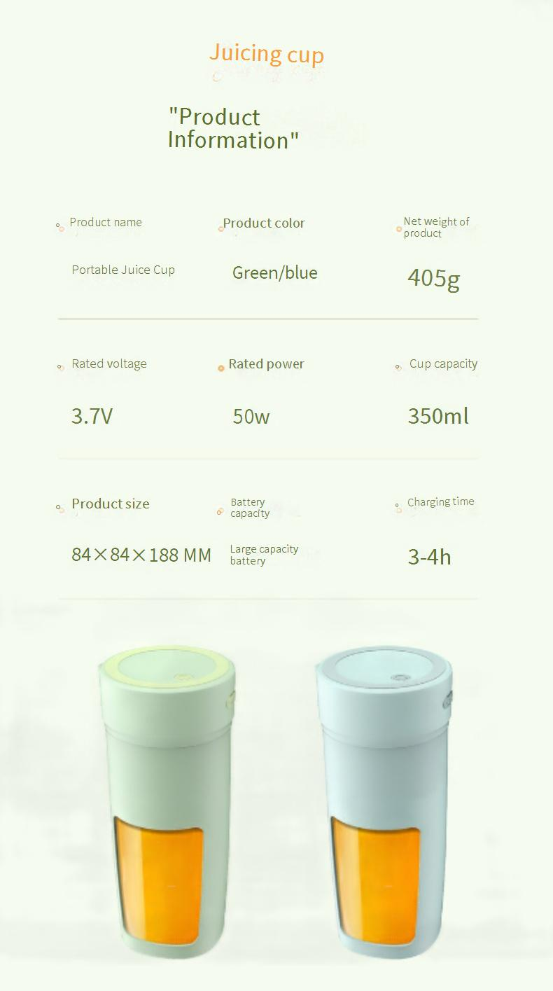 High-Speed Portable Wireless Charging Juicer Cup - 6 Blades, 18000 RPM, 400ml Capacity, USB Rechargeable, Food-Grade PC_voghion.com