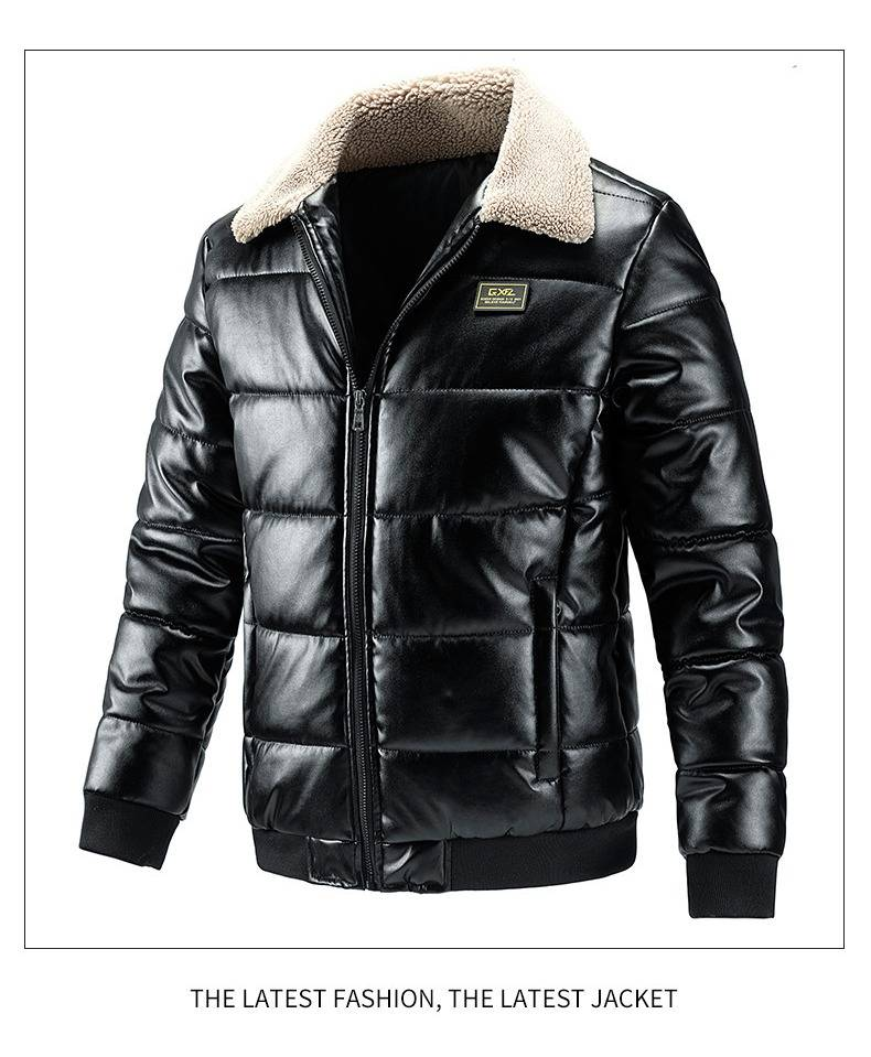 Men's Faux Leather Biker Jacket – Sherpa-Lined Winter Coat With Zippered Cuffs (M-5XL, Slim Fit, Anti-Scratch PU, Retro Motorcycle Style)_voghion.com
